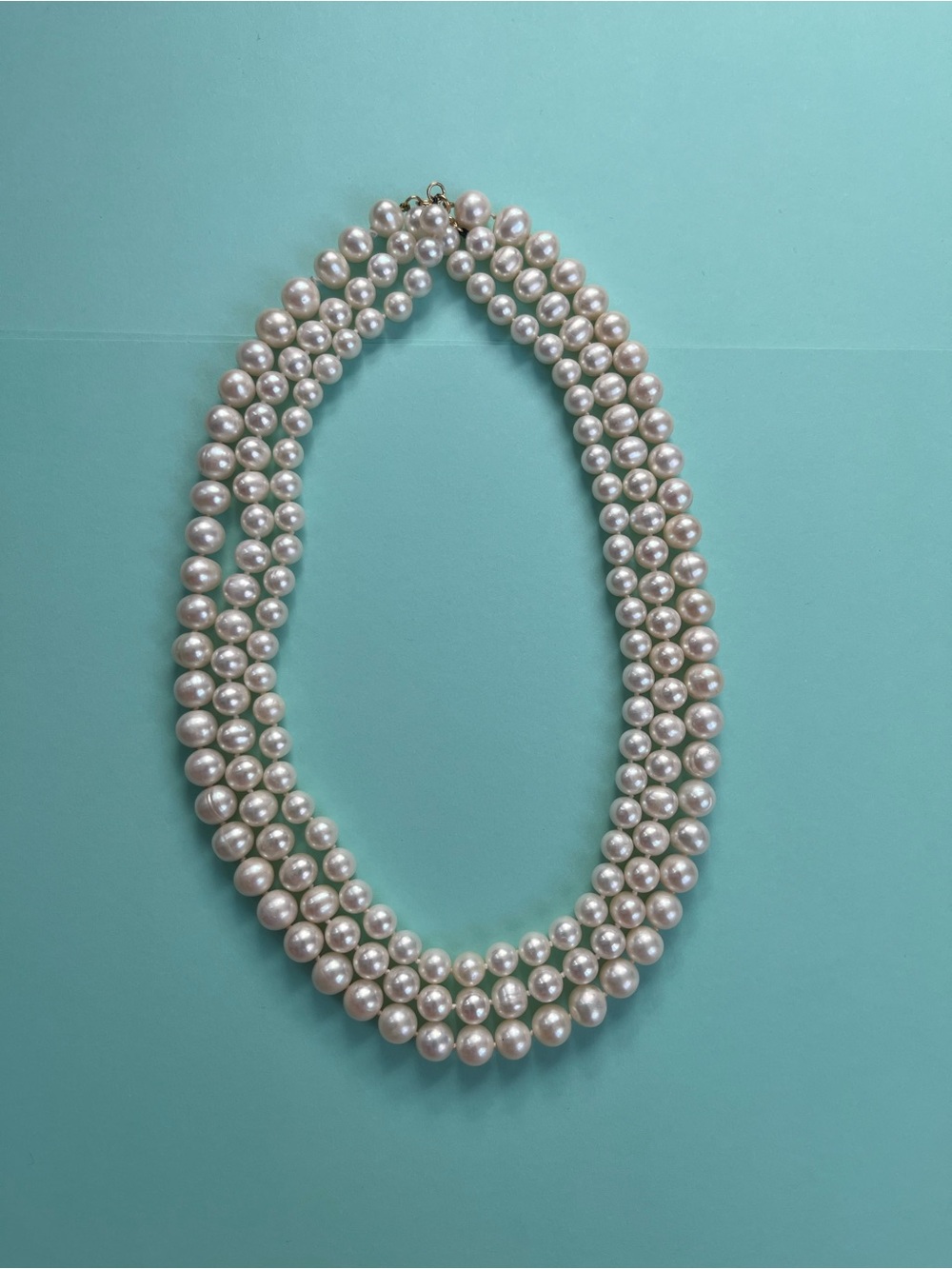 Classic Triple-Strand White Pearl Necklaces
